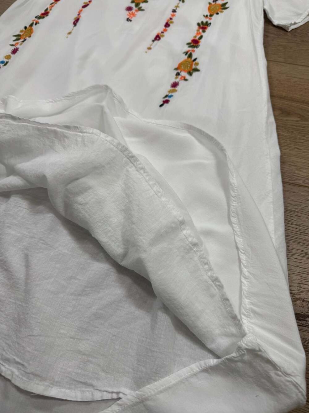 Brickyard Buffalo White Floral Embroidered Shift Dress S Boho Rayon - Picture 9 of 12